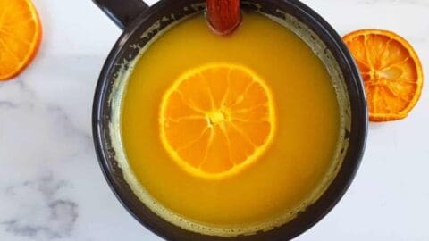 Warm shop orange juice