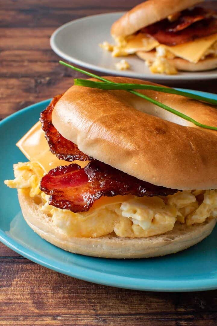 Bacon Egg and Cheese Bagel Recipe - Hint of Healthy